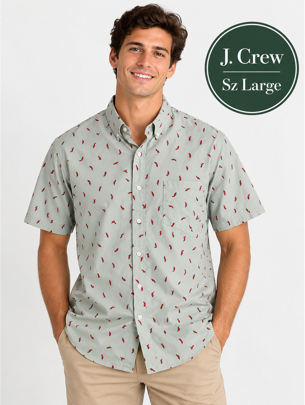 J.Crew | L | Flex Washed Chili Pepper Shirt